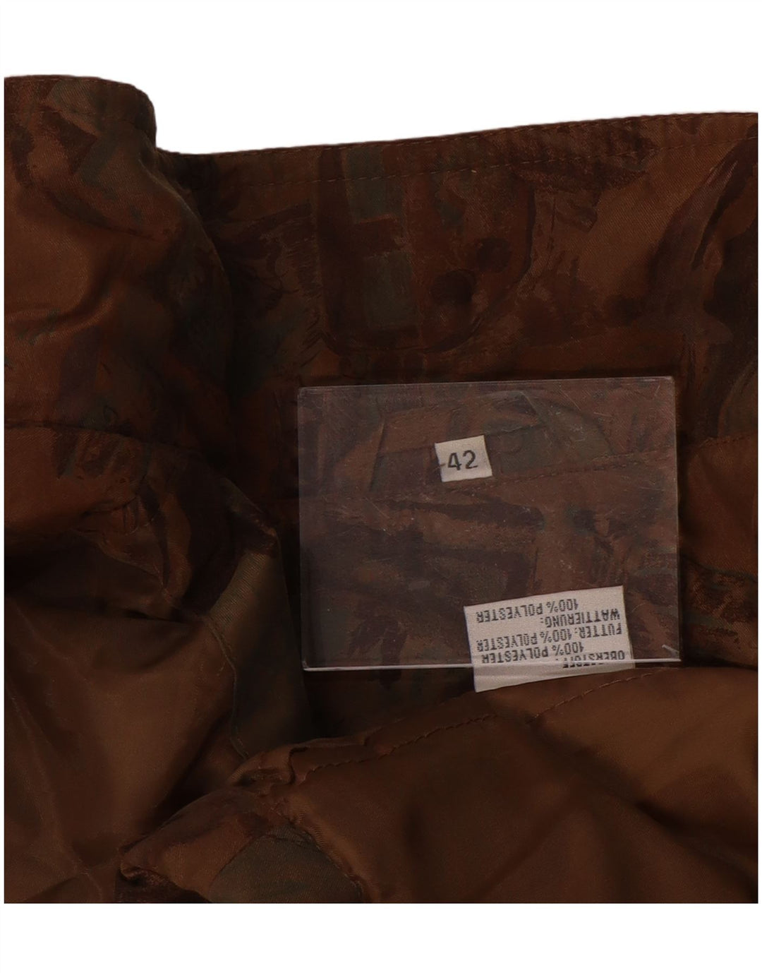 Impermeabile da donna VINTAGE vestibilità ampia con motivo astratto EU 42 grande marrone