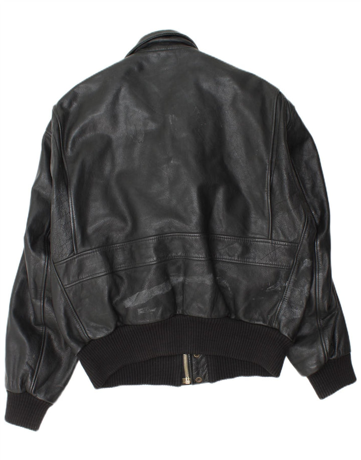 Giacca in pelle militare vintage da uomo IT 52 XL in pelle nera