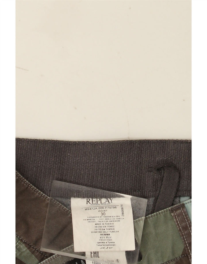 Pantaloncini chino da uomo Replay W30 cotone geometrico multicolore medio