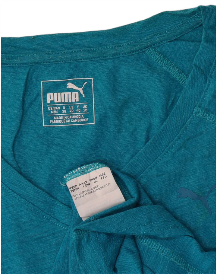 T-shirt da donna Puma Top UK 12 cotone screziato blu medio