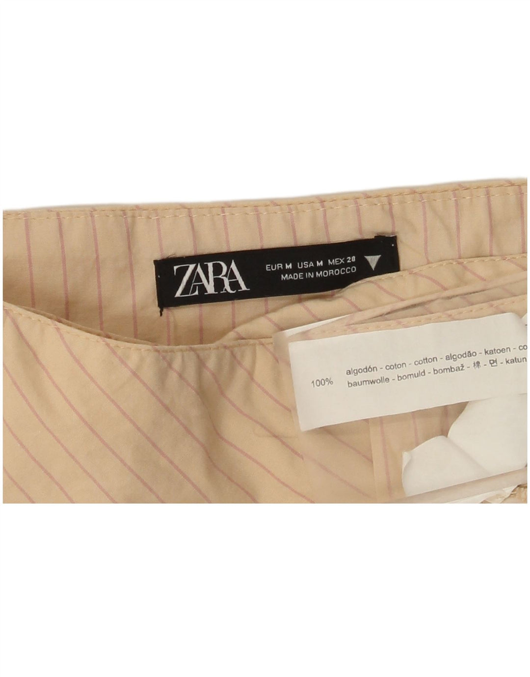 Gonna mini avvolgente da donna Zara media W28 cotone gessato beige