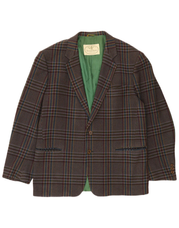 Giacca blazer a 2 bottoni da uomo Brooksfield IT 52 XL lana scozzese marrone
