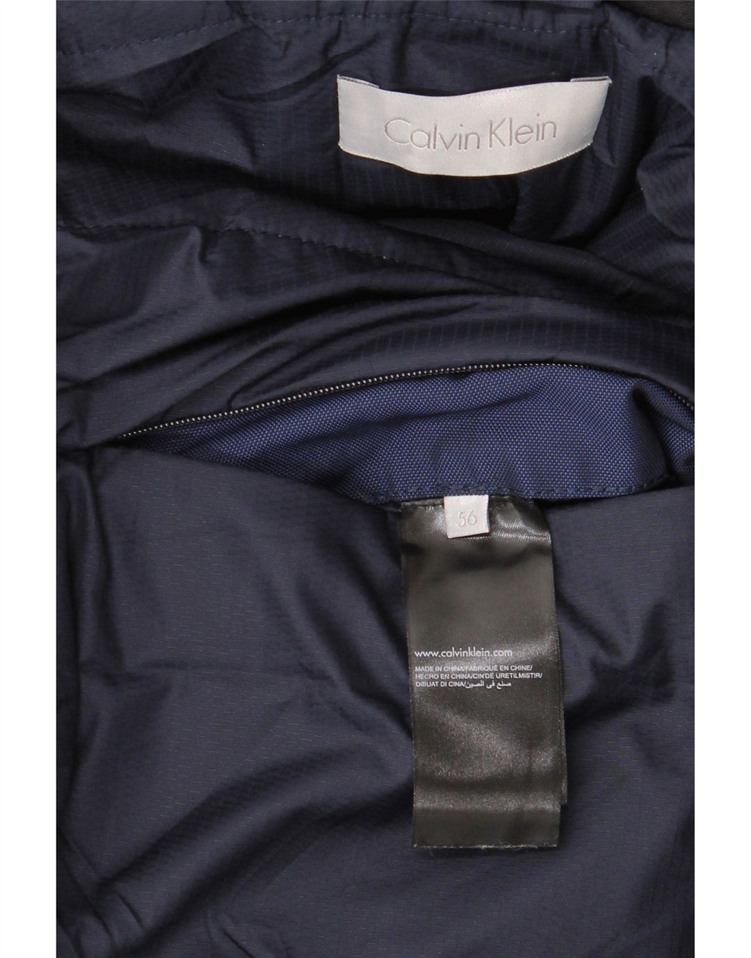 CALVIN KLEIN Giacca a vento con cappuccio da uomo IT 56 3XL Poliestere blu navy