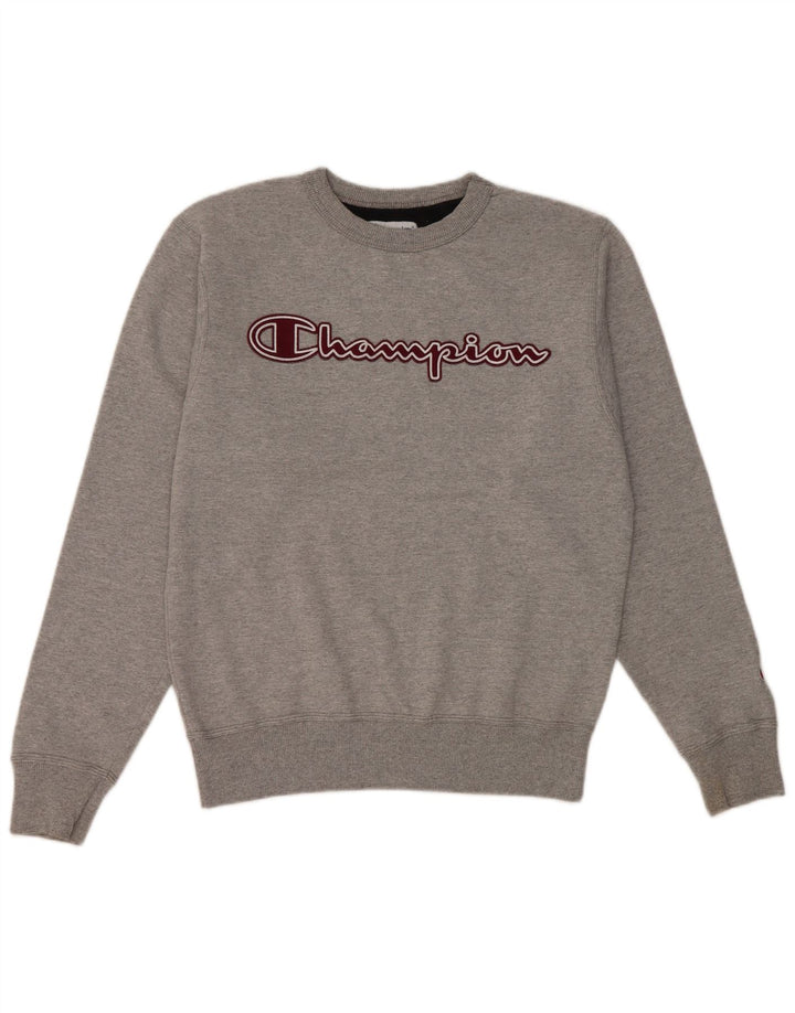 Felpa grafica da uomo Champion, maglione piccolo, cotone grigio
