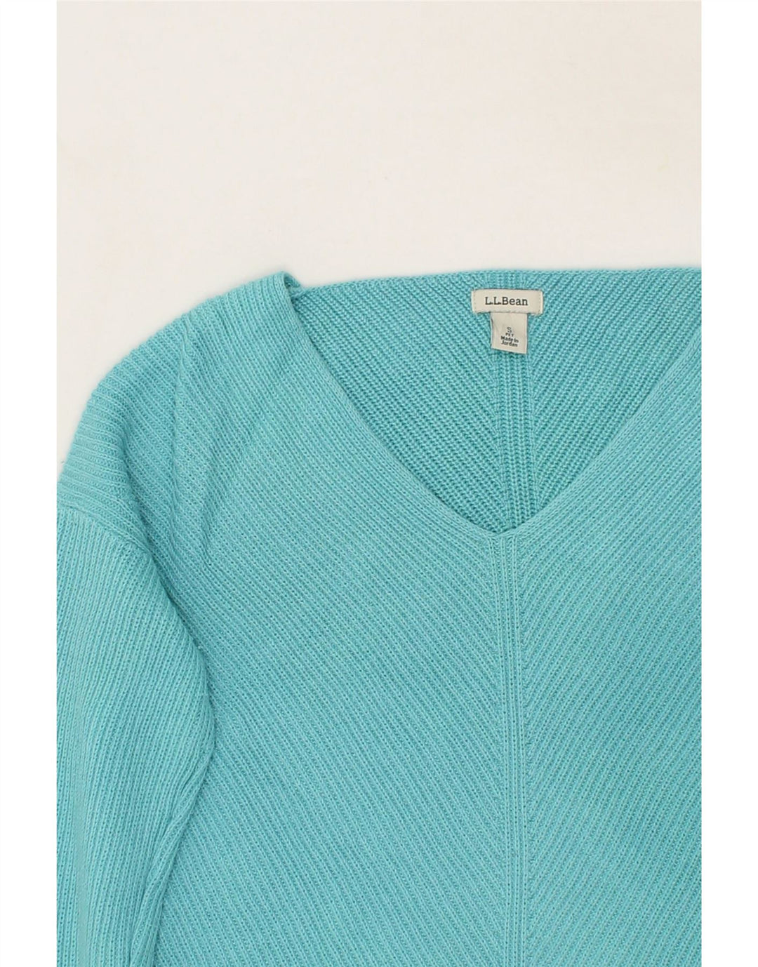 L.L.BEAN Womens Oversized V-Neck Jumper Sweater UK 10 Small Turquoise Vintage L.L.Bean and Second-Hand L.L.Bean from Messina Hembry 