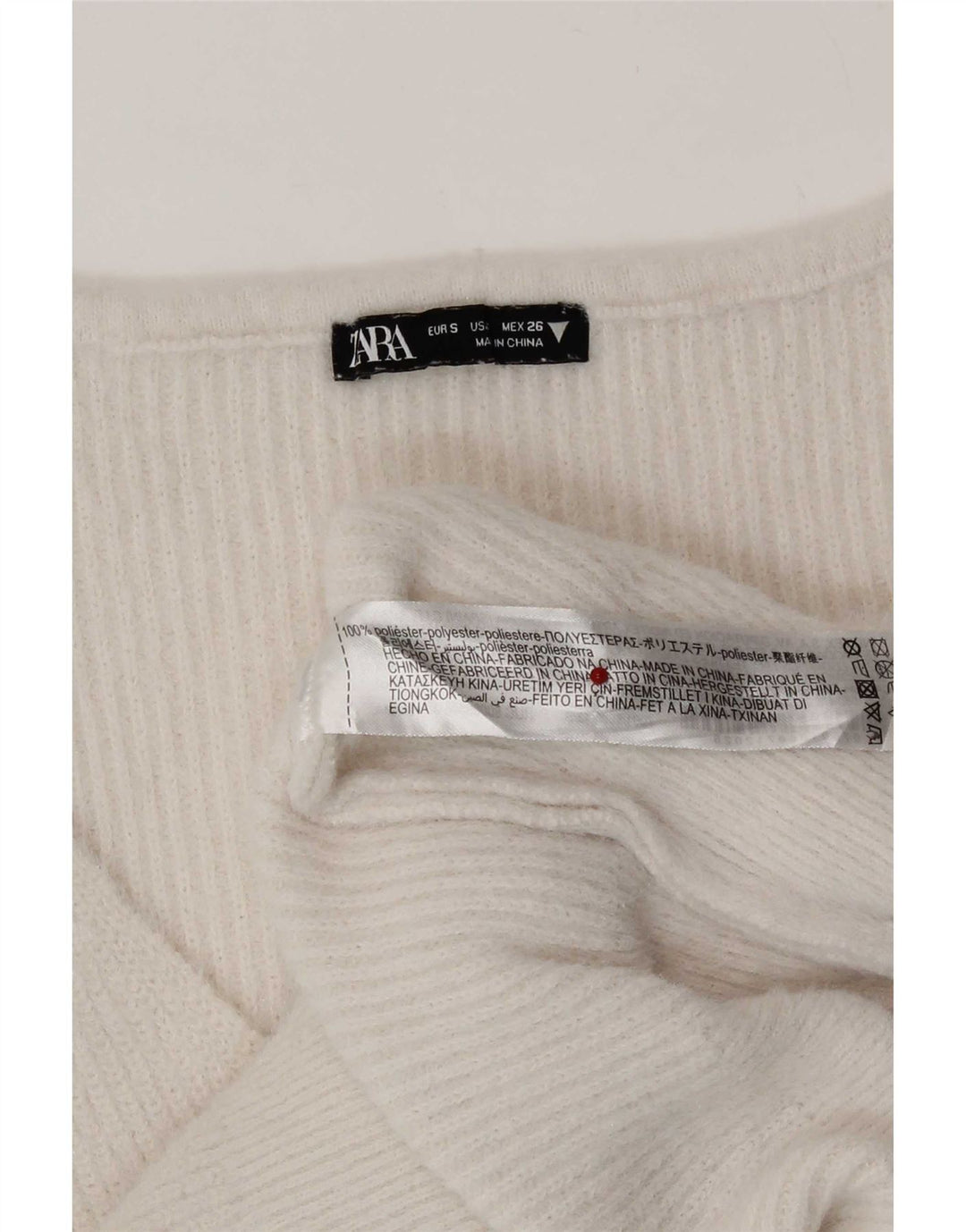 Maglione Zara da donna con scollo a V UK 10 piccolo poliestere bianco
