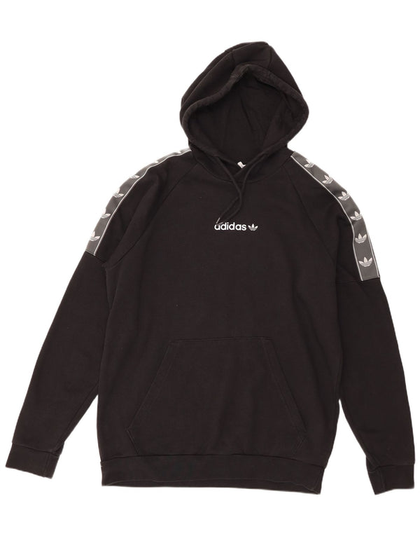 Felpa con cappuccio grafica da uomo Adidas grande in cotone color block nero
