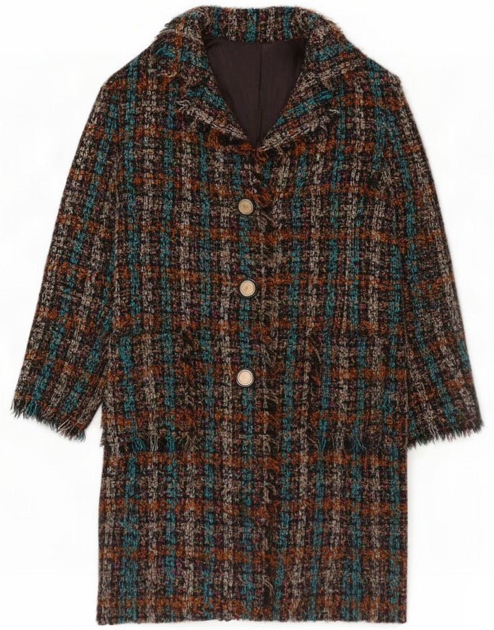 Vintage Womens Overcoat UK 16 Large Multicoloured Check