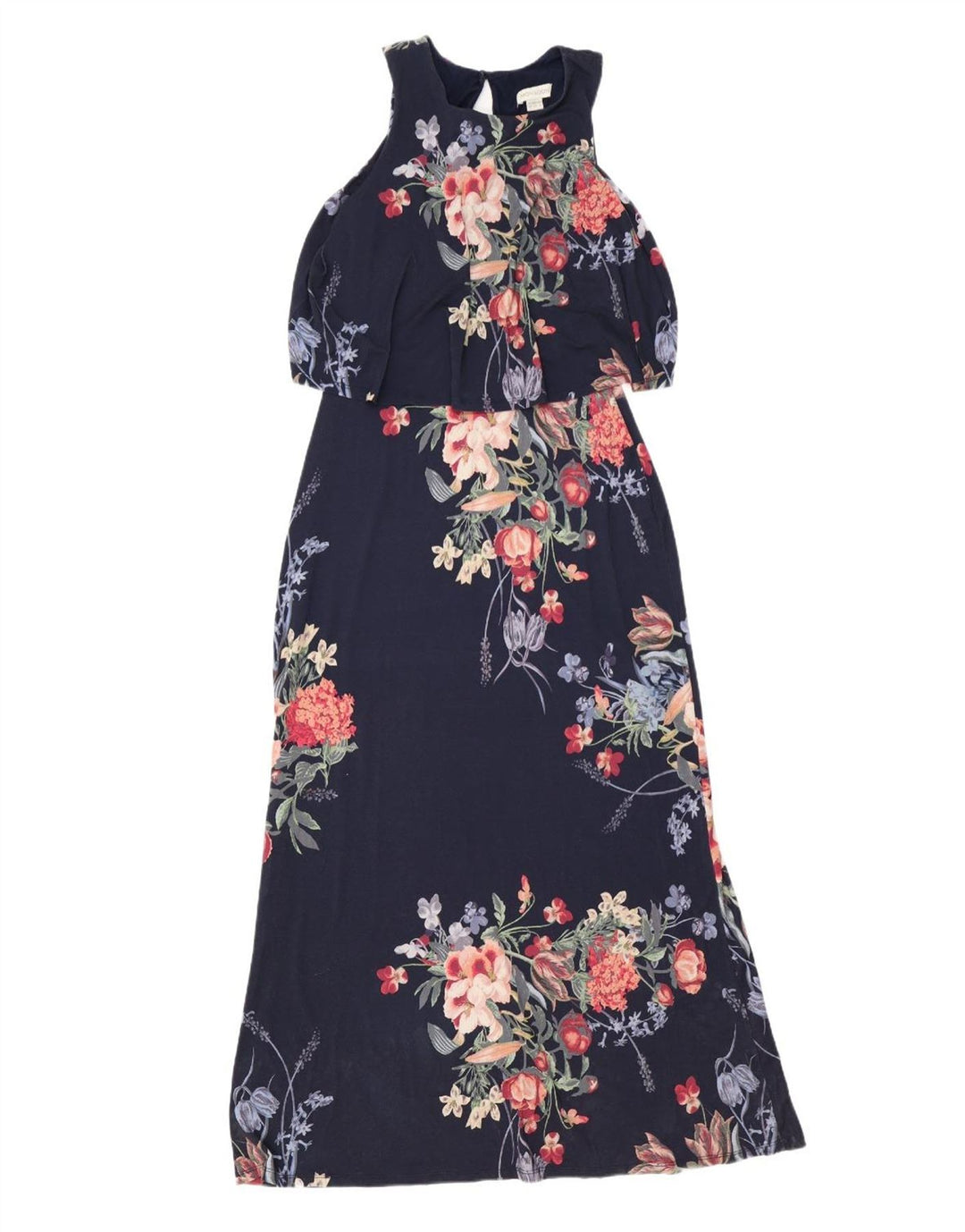 Abito lungo da donna con spalle scoperte Monsoon UK 12 Medio blu navy floreale