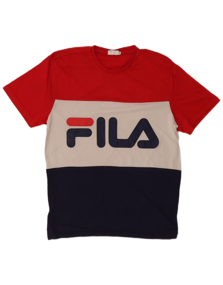 T-shirt grafica da uomo FILA Top in cotone color block medio multicolore