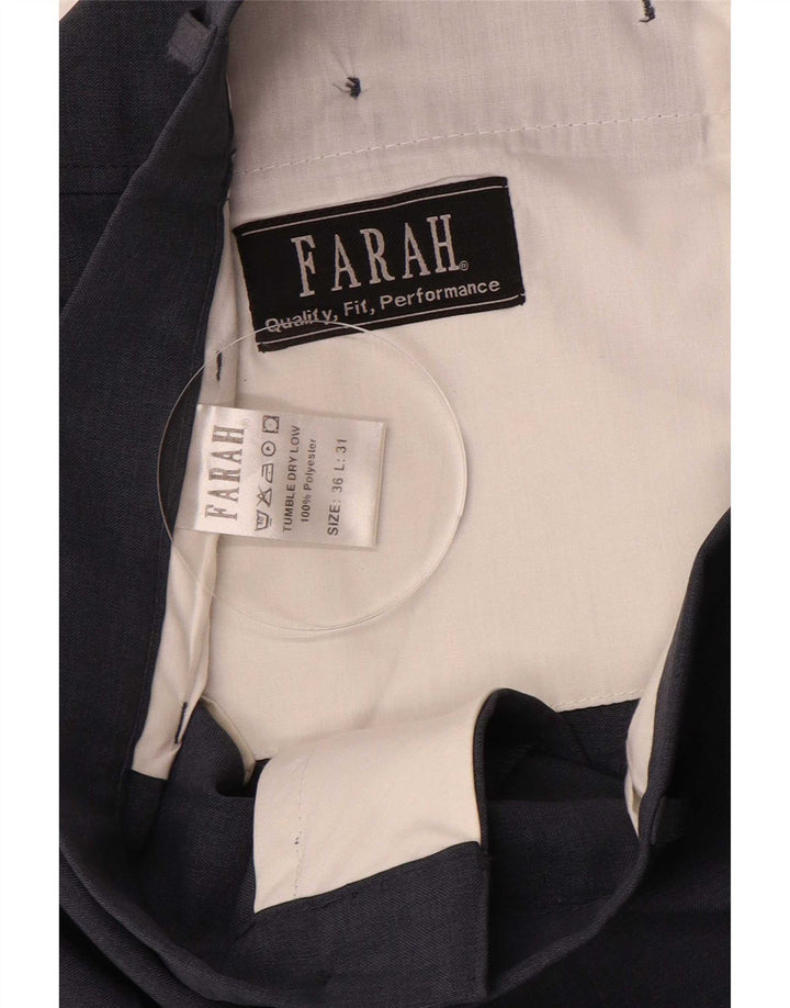 Pantaloni da abito dritti da uomo Farah W36 L31 poliestere blu navy