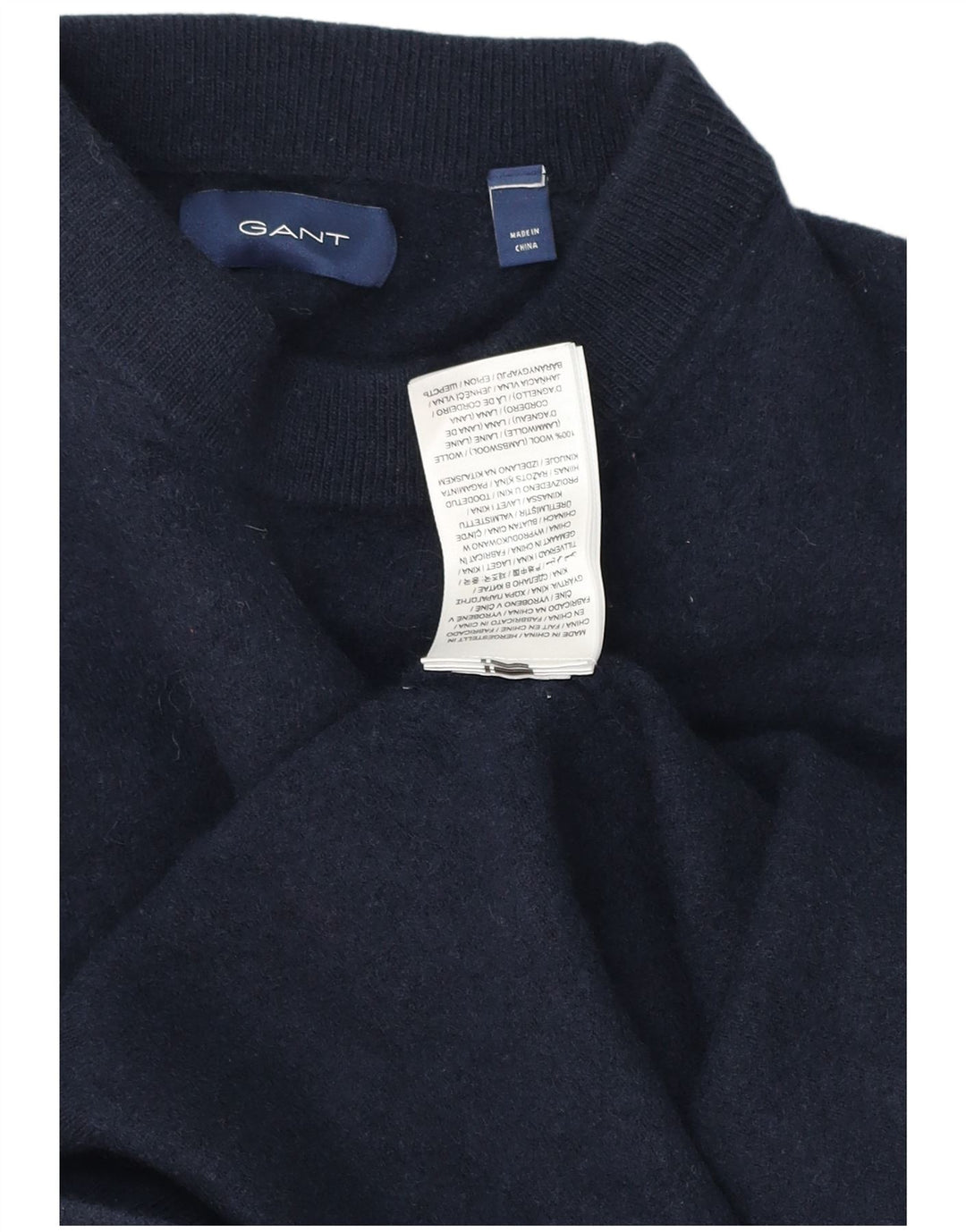 Maglione maglione a collo alto per ragazzi Gant 11-12 anni in lana d'agnello blu navy