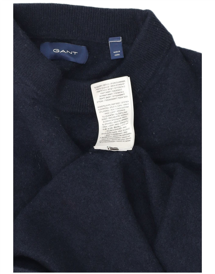 Maglione maglione a collo alto per ragazzi Gant 11-12 anni in lana d'agnello blu navy