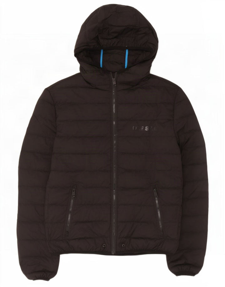 Giacca imbottita con cappuccio da uomo Diesel UK 42 XL poliestere nero