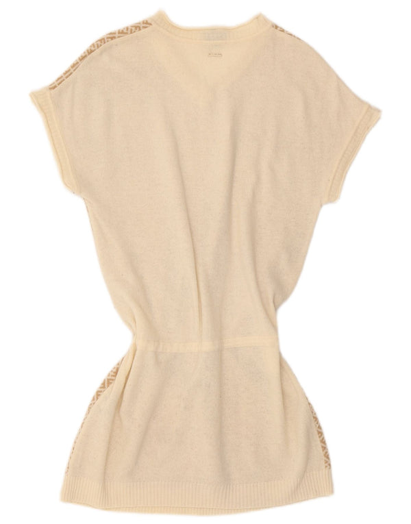 Abito maglione per bambina Fendi a maniche corte 9-10 anni Lana geometrica beige