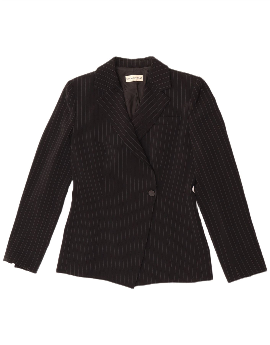 Giacca blazer da donna a 1 bottone Emporio Armani UK 8 piccolo gessato nero