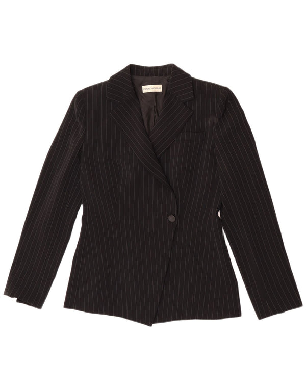Giacca blazer da donna a 1 bottone Emporio Armani UK 8 piccolo gessato nero
