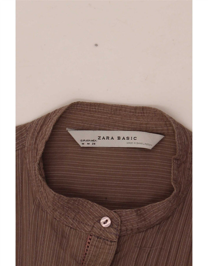 Camicia da smoking da donna Zara UK 12 Marrone medio a righe