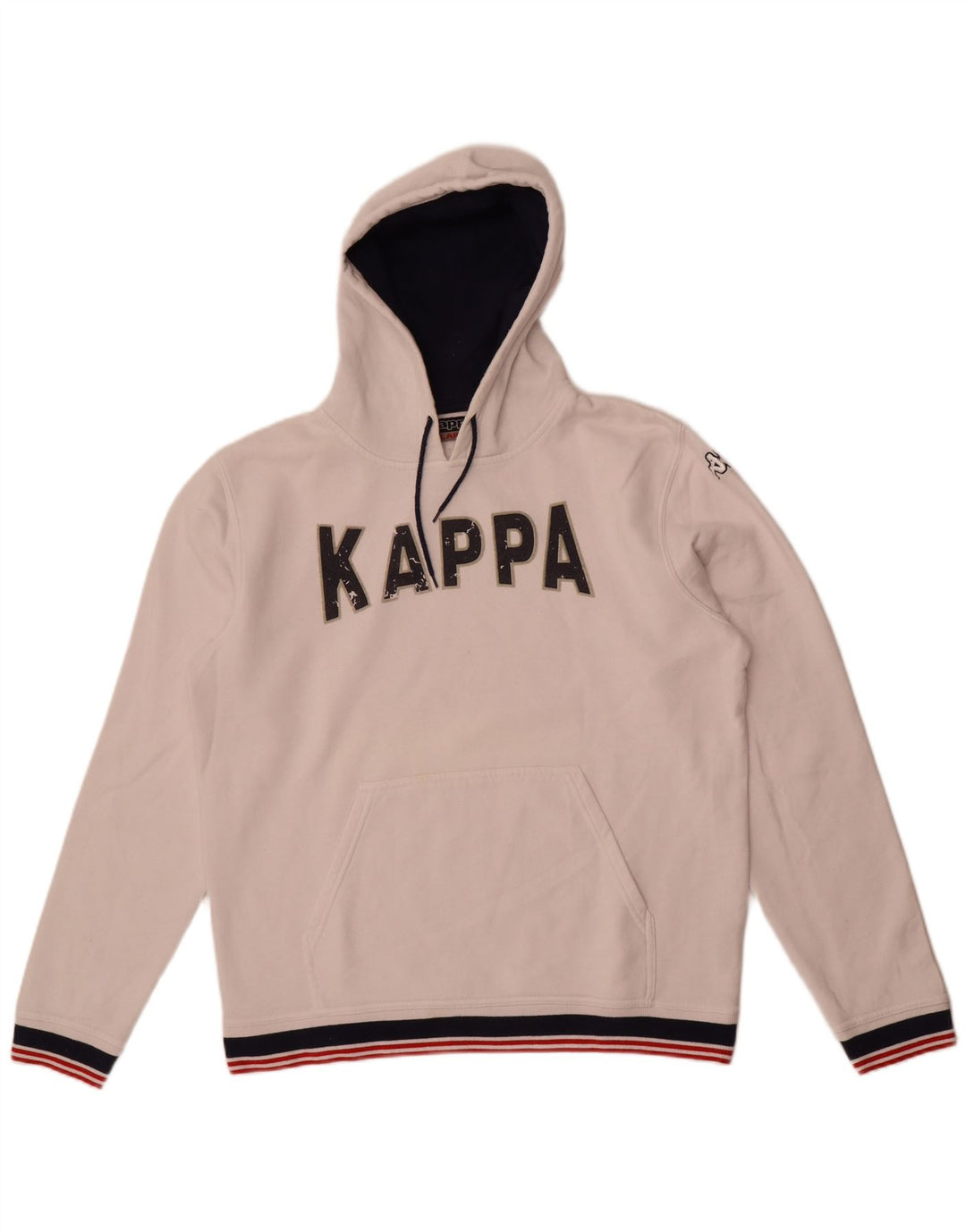 Felpa con cappuccio grafica da uomo Kappa XL in cotone a righe bianche