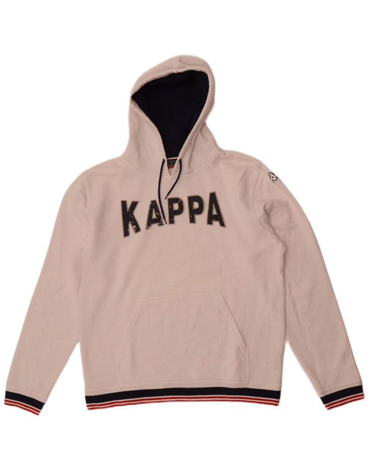 Felpa con cappuccio grafica da uomo Kappa XL in cotone a righe bianche