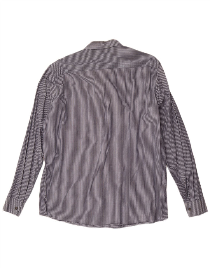 Camicia da uomo Wrangler grande in cotone gessato blu navy