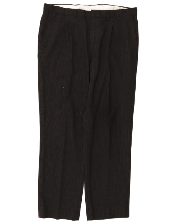Pantaloni chino dritti da uomo Marks & Spencer W36 L29 gessati neri