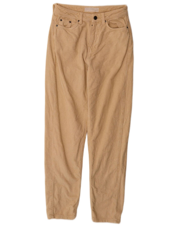 Topshop Pantaloni da donna in velluto a coste affusolati a vita alta per mamma W26 L28 Beige