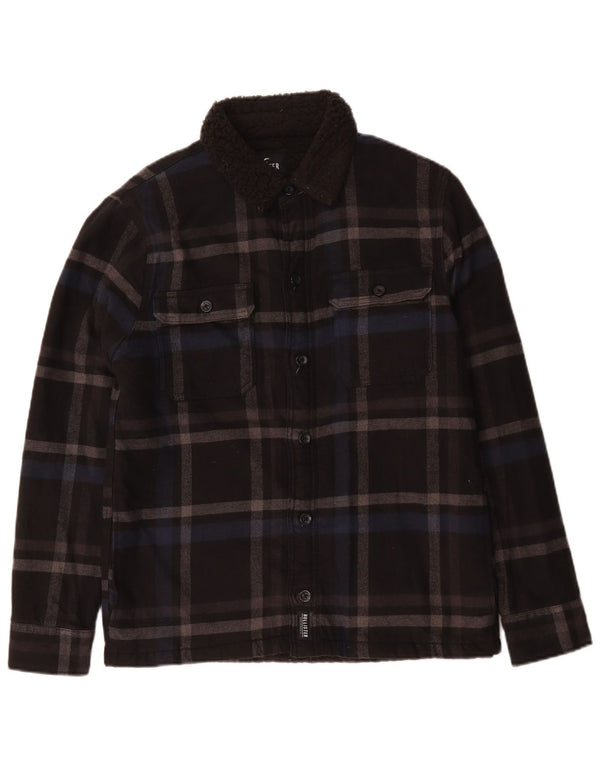 Giacca Sherpa da uomo Hollister UK 36 Small Black Check Cotton
