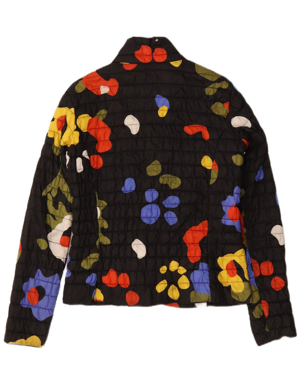 Giacca trapuntata da donna K-Way UK 14 grande nero floreale