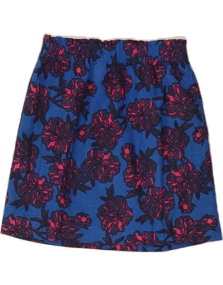 J. CREW Womens A-Line Skirt US 6 Medium W30 Blue Floral Linen Vintage J. Crew and Second-Hand J. Crew from Messina Hembry 