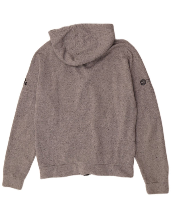 Giacca da ginnastica con cappuccio da donna Adidas UK 12 Sport in cotone grigio medio