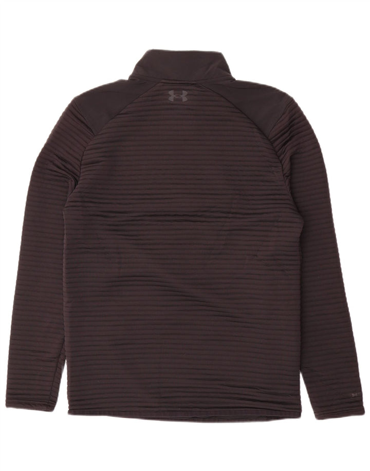 Maglia da ginnastica Under Armour da uomo con zip e collo, piccola, in poliestere nero