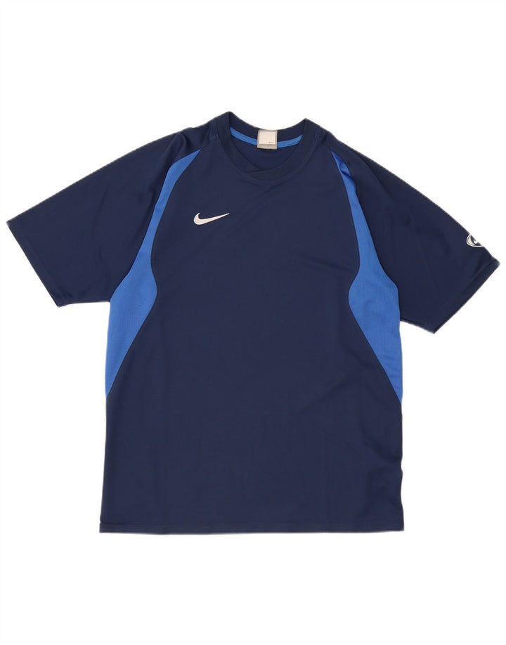 T-shirt da uomo NIKE Top UK 39/41 poliestere a blocchi di colore blu navy medio