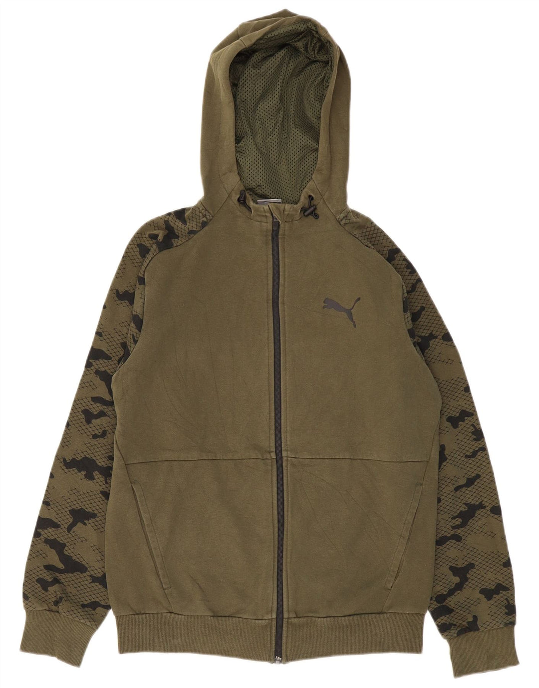 PUMA Felpa con cappuccio e zip da uomo piccola mimetica kaki