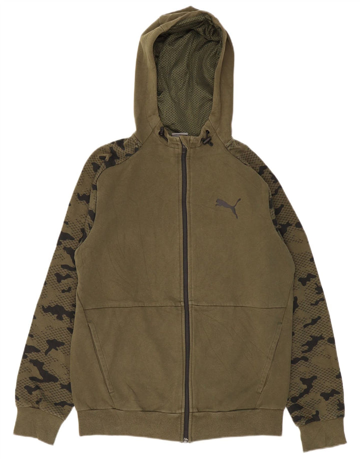 PUMA Felpa con cappuccio e zip da uomo piccola mimetica kaki