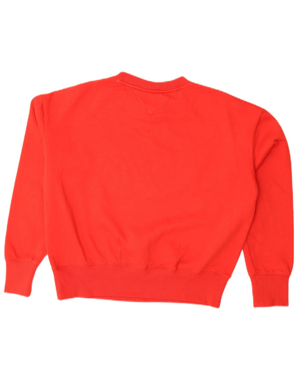 Tommy Hilfiger Donna Felpa Oversize Maglione UK 10 Piccolo Cotone Rosso