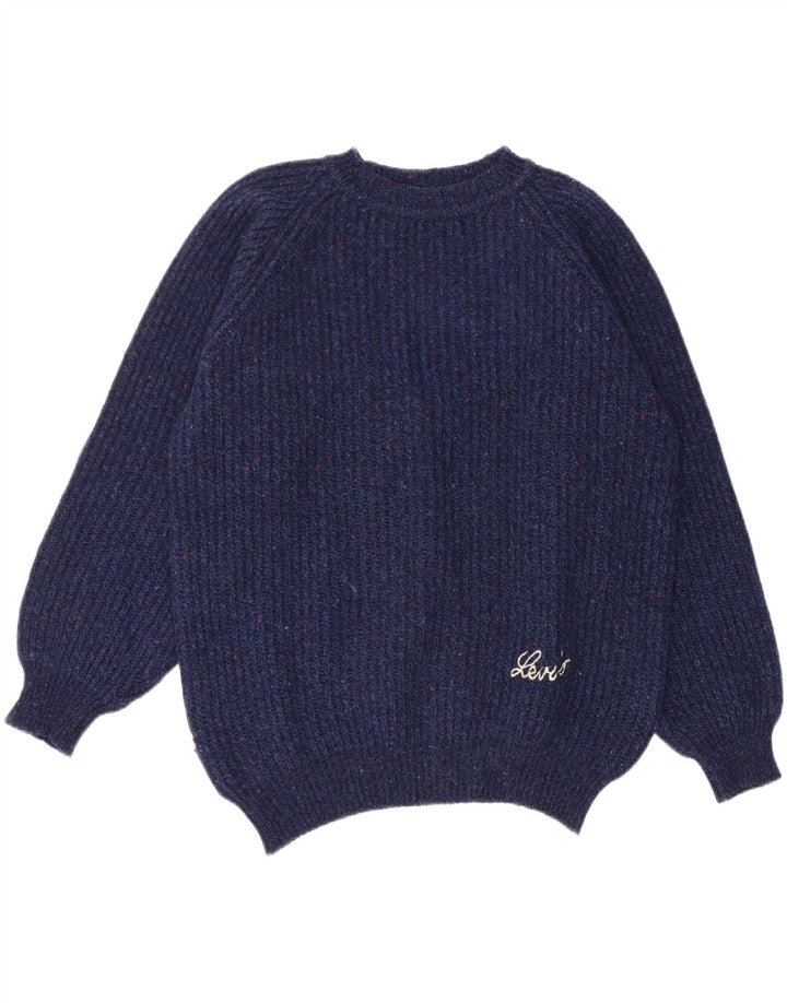 Maglione maglione girocollo da donna LEVI'S UK 14 medio blu navy screziato