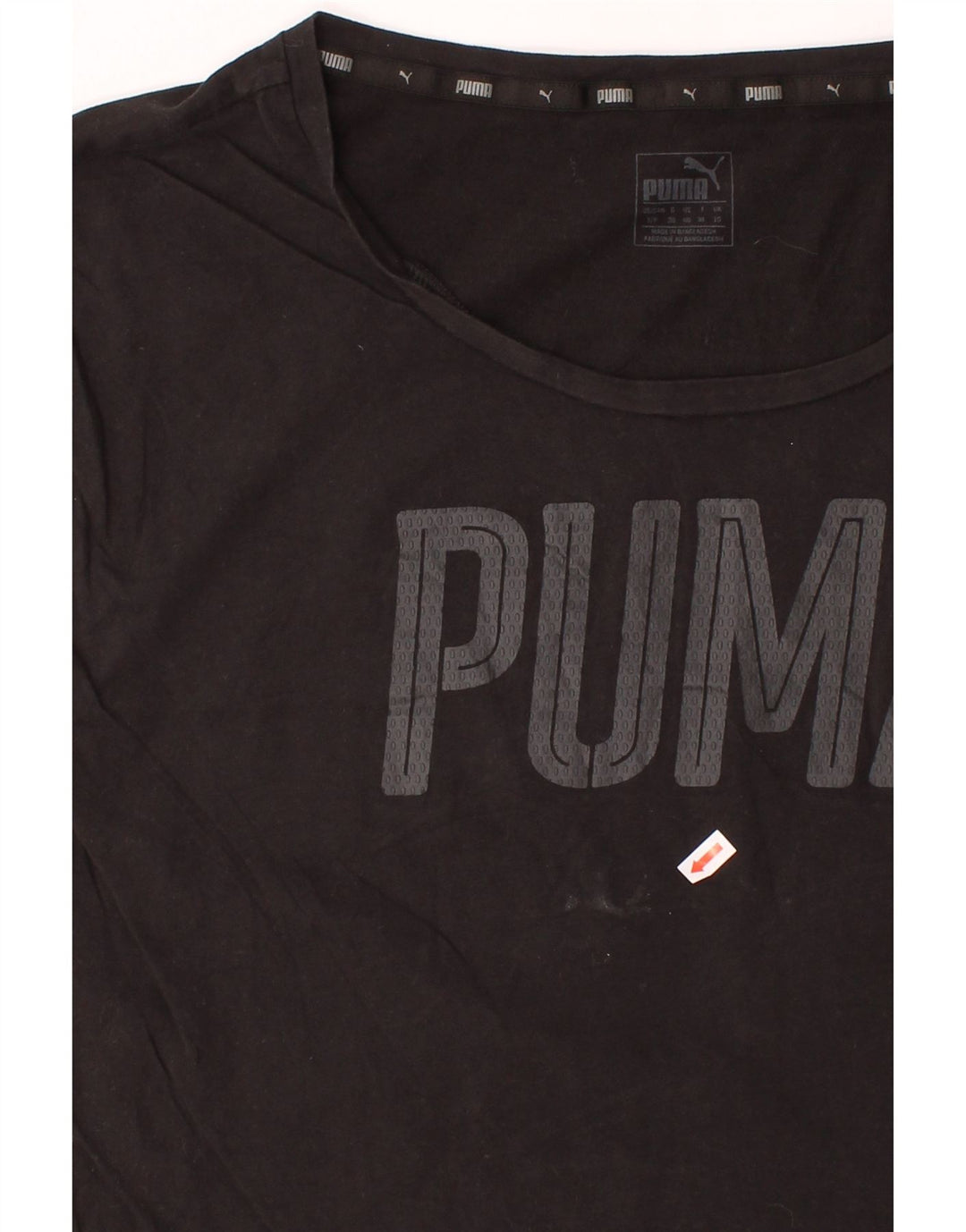 PUMA Womens Graphic T-Shirt Top UK 12 Medium  Black Cotton Vintage Puma and Second-Hand Puma from Messina Hembry 