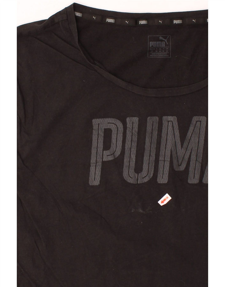 PUMA Womens Graphic T-Shirt Top UK 12 Medium  Black Cotton Vintage Puma and Second-Hand Puma from Messina Hembry 