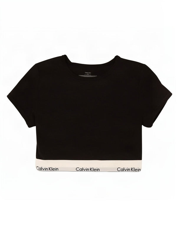T-shirt grafica corta da donna Calvin Klein Top UK 14 Large Black Colourblock