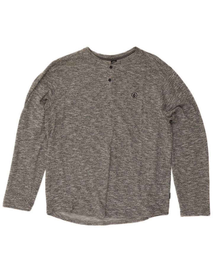 Maglia da uomo Volcom a maniche lunghe XL in cotone chiazzato grigio