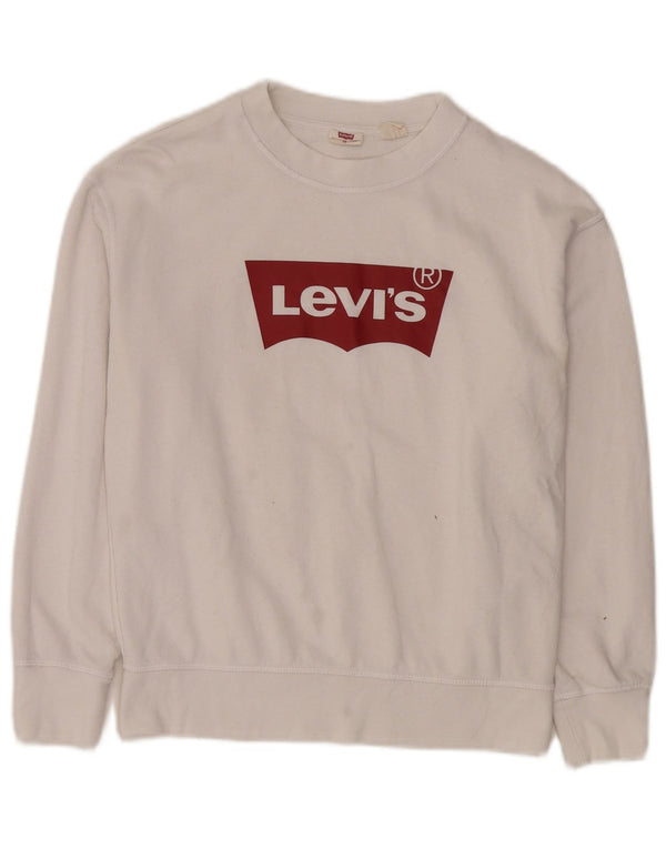 Felpa oversize con grafica da donna Levi's UK 6 XS cotone bianco