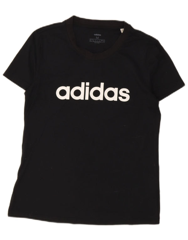 T-shirt grafica da donna Adidas Top UK 12/14 cotone nero medio