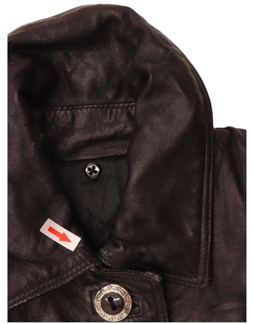 Cappotto in pelle vestibilità ampia da donna vintage UK 14 Pelle nera media