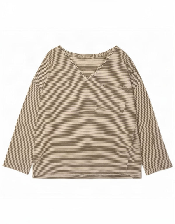 Top Zara da donna oversize a maniche lunghe UK 10 piccolo cotone a righe bianche