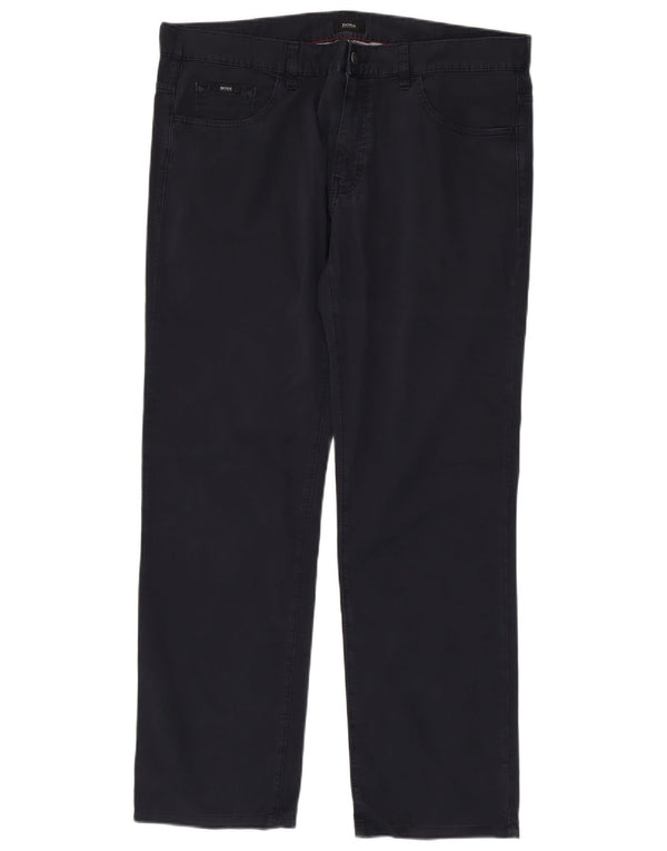 Pantaloni casual dritti da uomo HUGO BOSS W38 L34 cotone blu navy