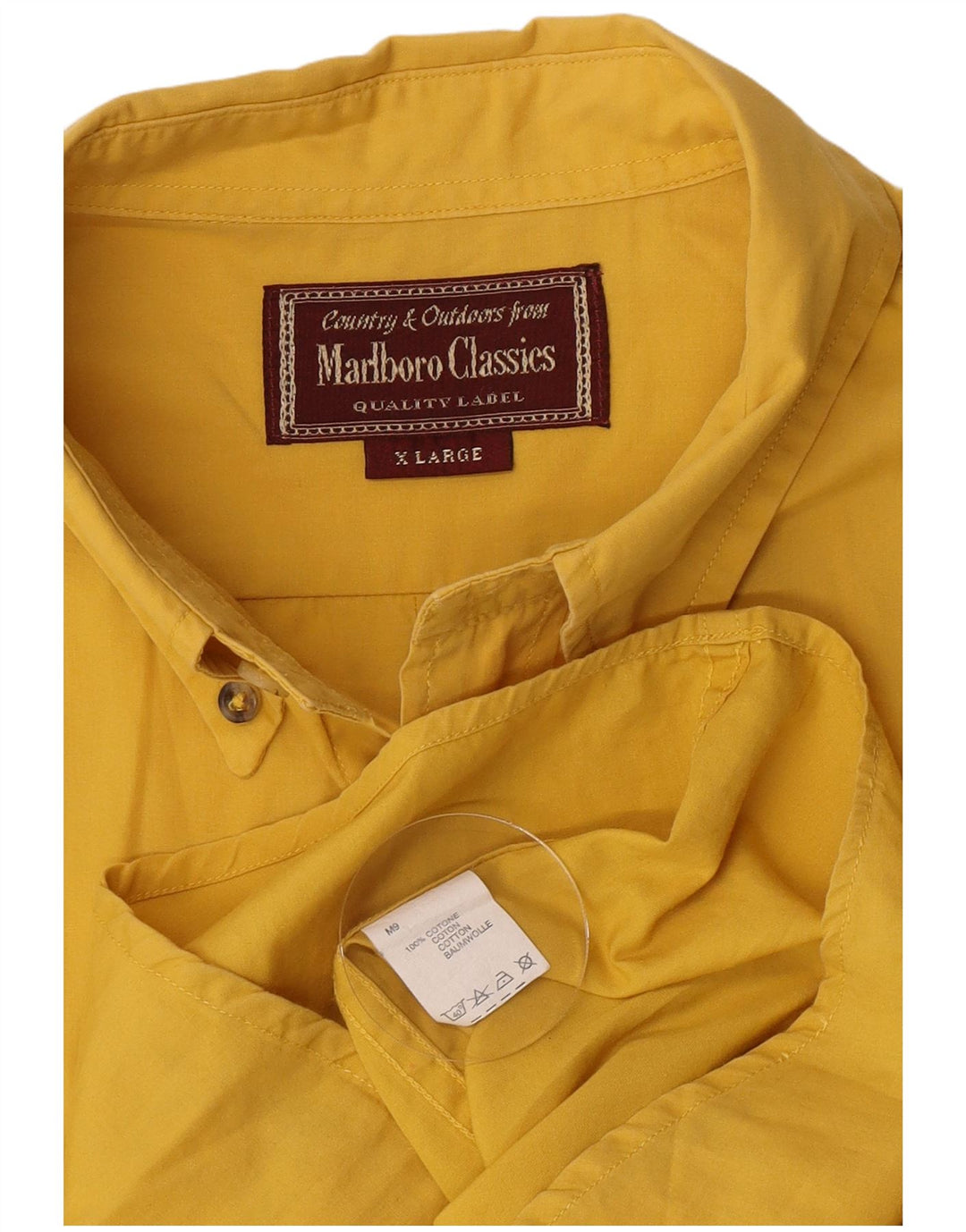 Camicia da uomo Marlboro Classics XL in cotone giallo