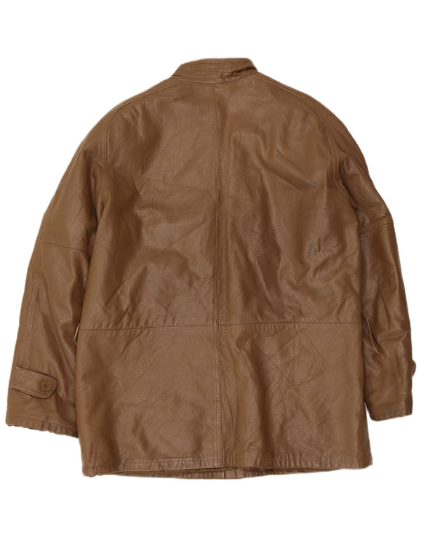Giacca in pelle vintage da uomo IT 50 grande in pelle marrone
