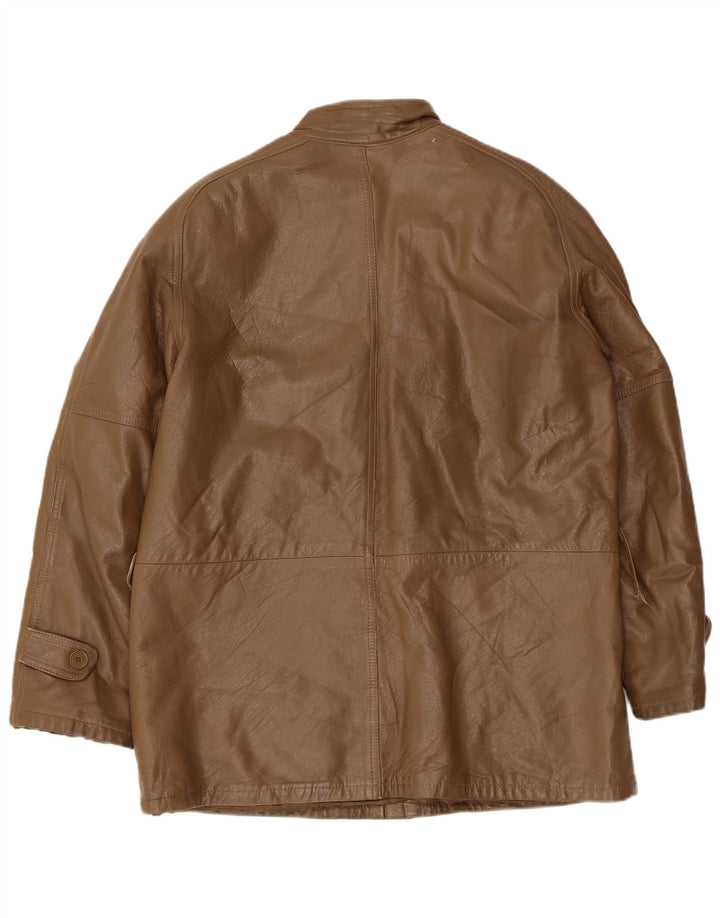 Giacca in pelle vintage da uomo IT 50 grande in pelle marrone