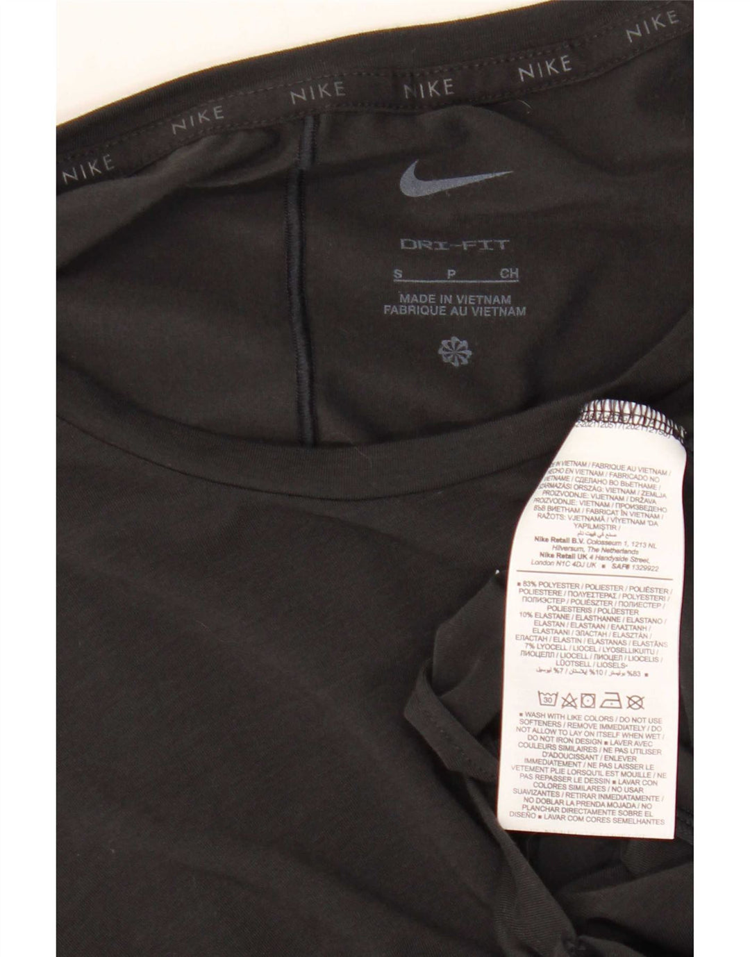 T-shirt corta da donna Nike Dri Fit Crop UK 10 piccola poliestere nero
